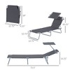 TIRAMISUBEST Adjustable Folding Chaise Lounge Chair with Sun Shade, Gray Outdoor Recliner for Beach, Camping, Backyard & Pool - 3 of 4