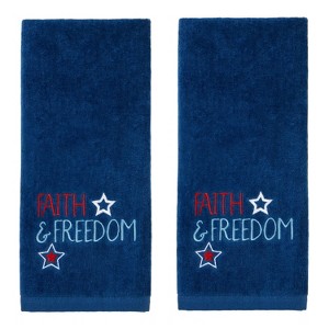 2pc Faith and Freedom Hand Towel Set - SKL Home: Velour Cotton, Machine Washable, Midweight Bath Accessory - 1 of 3
