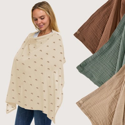 Babylicious Muslin Nursing Cover for Breastfeeding – 100% Cotton, Breathable, Adjustable Straps & Arch-Line – Breastfeeding Essentials for Moms