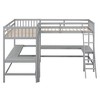 NicBex Twin Size Bunk Bed with 2 Desk L-Shaped Loft Bed Wooden Bed Frame with Shelves, Inclined Ladder and Guardrail, No Box Spring Required - 3 of 4