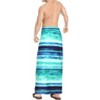 HAPPY BAY Men's Sarong Beach Swimwear Cover Up One Size Aqua Stripes - 3 of 4