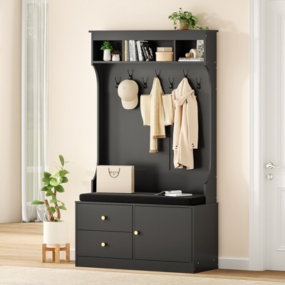 ORRD 6-in-1 Hall Tree Bench with Shoe Storage | 70.9" Entryway Organizer with 7 Hooks & Cushioned Seat