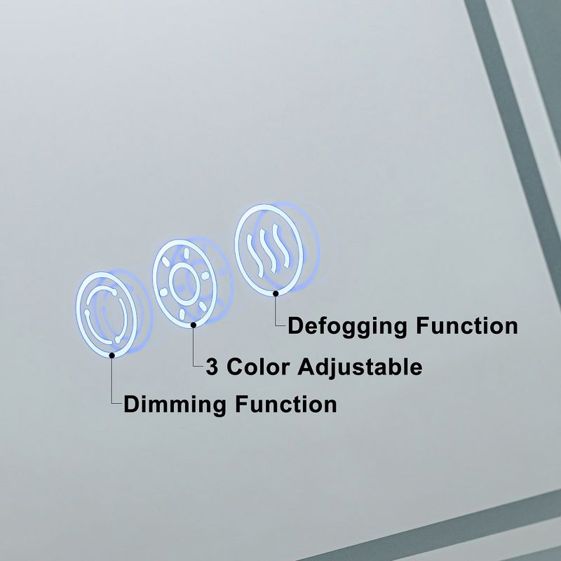 C Cattleya Rectangular Frameless Anti-Fog Color Changing Dimmable LED Bathroom Vanity Mirror Light, 3 of 8