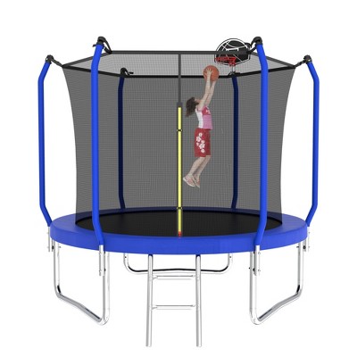 VisioGear Trampoline, Trampoline with Safety Enclosure Net, Trampoline with Basketball Hoop, Blue, 120.08"*120.08"*98.82"