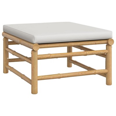Light Gray Cushioned Bamboo 4-Piece Patio Lounge Set