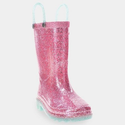 Western Chief Toddler Girls' Hartley Light-Up Glitter Rain Boots - Pink