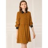 INSPIRE CHIC Women's Plaid Long Sleeve Button Contrast Point Collar Shirt Dress - 3 of 4