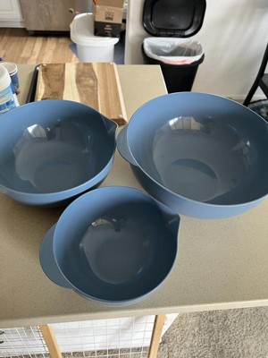  GLAD Mixing Bowls with Pour Spout, Set of 3, Nesting Design  Saves Space, Non-Slip, BPA Free, Dishwasher Safe Plastic