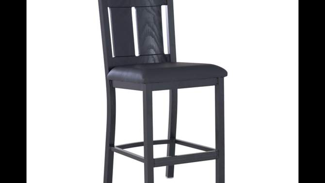 Edwina Faux Leather Seat with Slat Back Counter Height Barstool Black - Linon, 2 of 11, play video