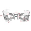 FURNIinspire Patio Seating Sets 3 Pieces Outdoor Rocking Swivel Chair Set, Patio Rocking Chair With Cushion And Coffee Table, Gray, 25“*29”*34“ - 3 of 4
