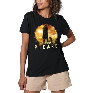 Women's Star Trek Picard A Man And His Dog Loose T-Shirt Black - 1 of 4