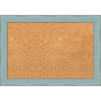 Sky Blue Rustic Wood Framed Corkboard, 20 x 14 Inch