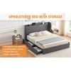 King Bed Frame w/4 Storage Drawers & Charging Station - Velvet Upholstered Headboard, Wood Slats, No Box Spring Needed (Gray) - 3 of 4