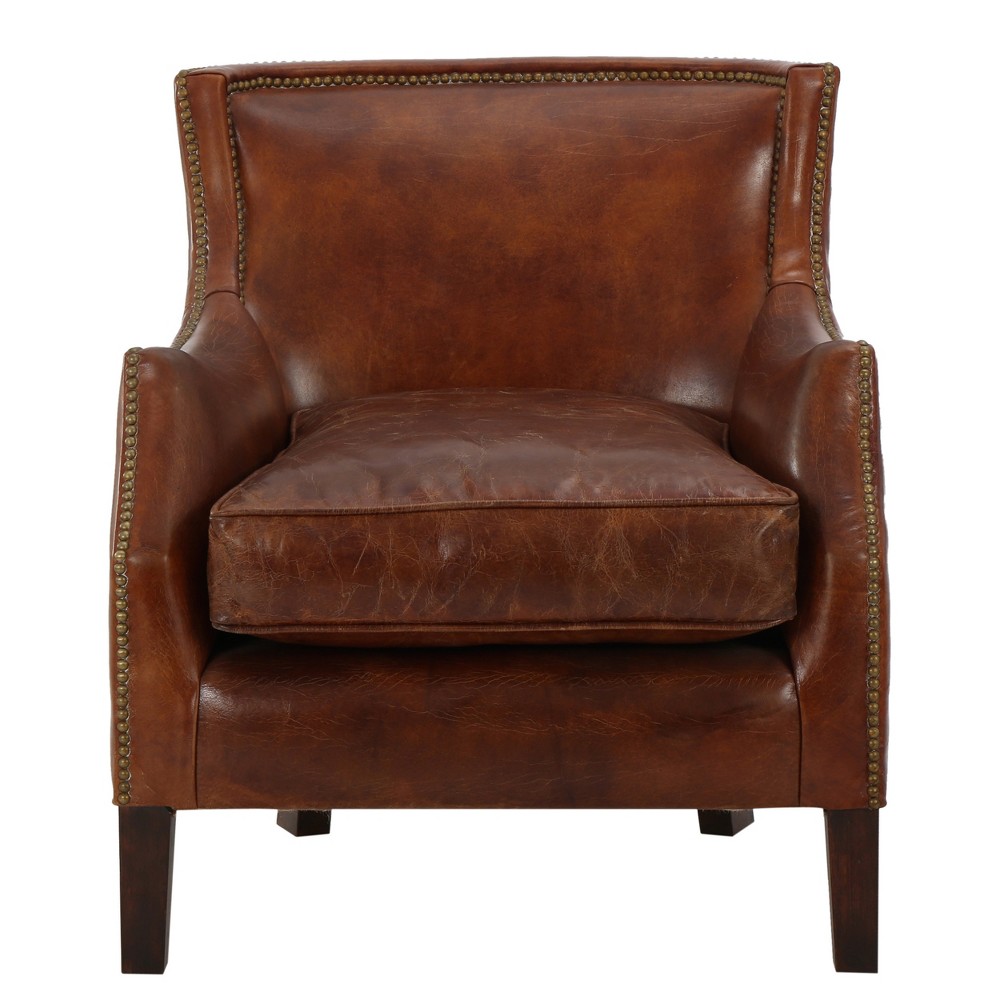 Photos - Chair Njord Vintage Leather Club  - Light Brown - Christopher Knight Home