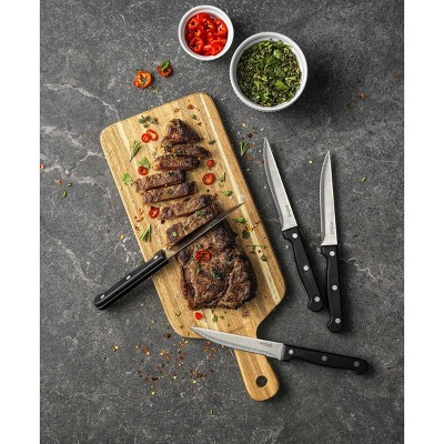GoodCook Ready 4pc Triple Rivet Steak Knife Set: High Carbon Stainless Steel Blades, Black Handles, Hand Wash - Thumbnail 5