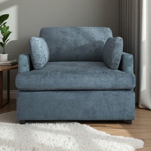 37" Polyester Accent Chair with Oversized Seat and Elegant Angled Design - 1 of 4