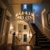 PAKOKULA Farmhouse 16 light Black Wagon Wheel Rustic Chandelier with Clear Glass Shade & Rattan Accents for Dinning Room - 2 of 4