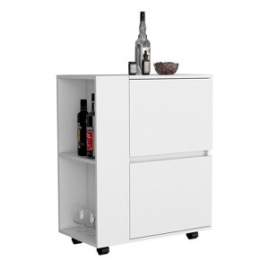 Depot E-Shop Tully Bar Cart  32.2" H, with Two Pull-Down Door Cabinets and Two Open Shelves - 1 of 4