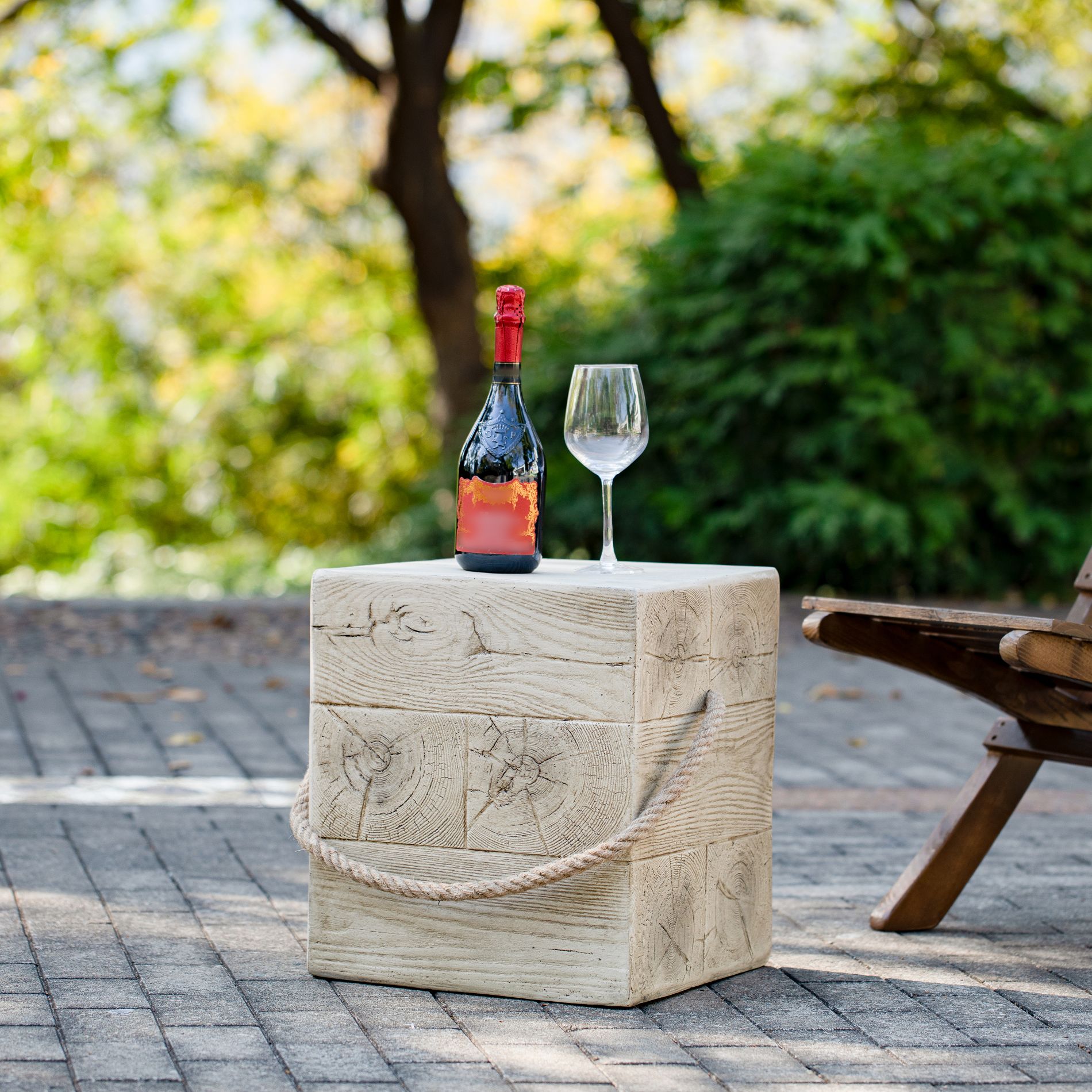 Patio End Table Outdoor Side Table Square Decorative Accent Table Weather-Resistant MGO Garden Plant Stand, No Assembly - ModernLuxe