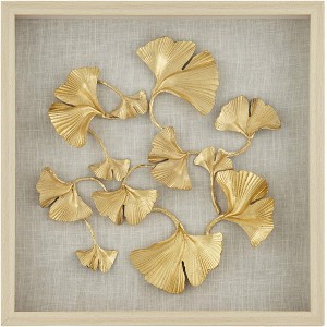 Dahlia Studios Gold Ginkgo Leaf 23 1/2" Square Framed Wall Art - 1 of 4