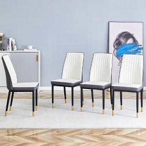 GlasFlength Indoor Dining Chairs Modern Dining Place with Comfortable Support for Dining Room or Kitchen, White,16.7”*17”*36.4" - 1 of 4
