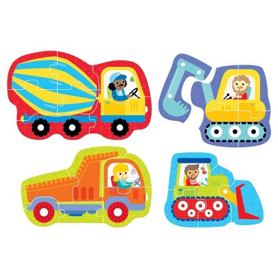 Banana Panda Hands At Play Construction Vehicles - 4 Large Uniquely Shaped Puzzles