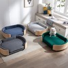 Spassway Light Gray Oval Velvet Pet Bed with Cushion Solid Wood Frame Dog Bed for Medium and Large Dogs Comfy Dog Couch Sofa for Dogs Cats S/M/L - 2 of 4