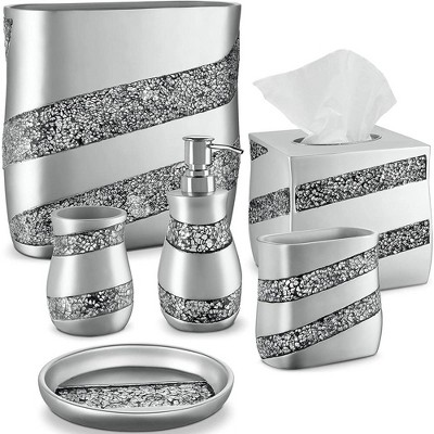 Creative Scents Silver Mosaic Toilet Bowl Brush With Holder : Target