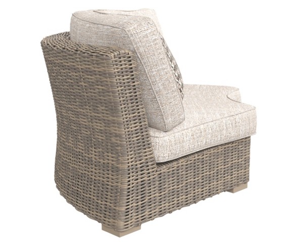 Beachcroft Curved Corner Chair with Cushion - Beige  - Outdoor by Ashley