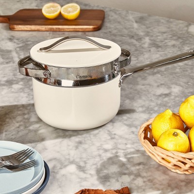 Caraway Silver Nonstick Stainless Steel Steamer with Handles