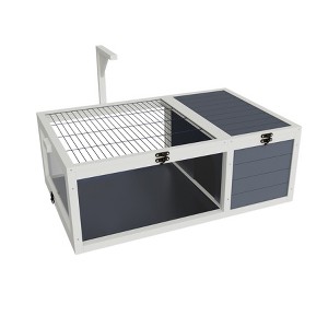 Gulches Gray Wood Tortoise House 39 Inch with Lamp Holder 3 Acrylic Windows 2 Waterproof Trays Lockable Top for Reptiles - 1 of 4