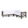 Christopher Knight Home Brava Outdoor Acacia Wood 5 Seater Sectional Sofa Set with Cushions - 2 of 4