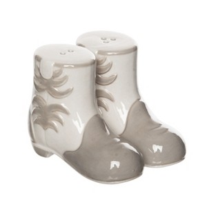 Totalee Gift Cowboy Boot Salt and Pepper Shaker Set of 2 Ceramic White - 1 of 2