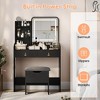 Vanity Desk with Mirror and LED Lights, Makeup Vanity Desk with Power Outlet, 3 Lighting Color Adjustable, 2 Large Drawers - 4 of 4