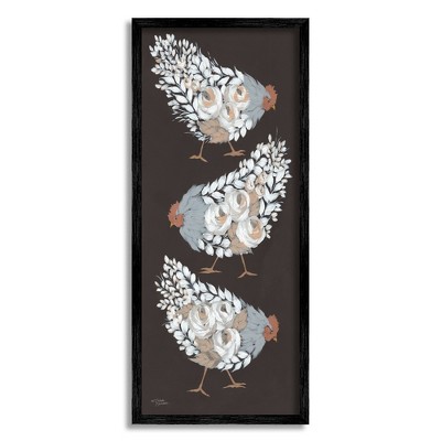 Stupell Abstract Floral Chickens Stacked Framed Giclee
