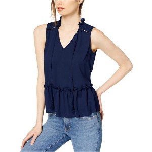 maison Jules Womens Eyelet Peplum Blouse - 1 of 1