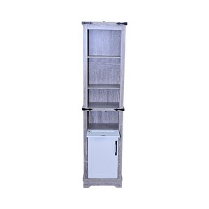 Gulches Grey-White Farmhouse Narrow Storage Cabinet - 15.55"D x11.61"W x63.00"H, Linen Tower with Adjustable Shelves & Drawer for Bathroom & Room - 1 of 4
