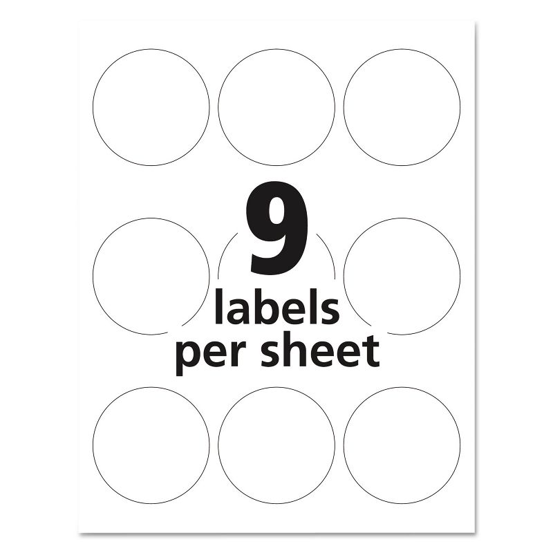 Avery Round True Print Labels 2 1/2" dia White 90/Pack 22830, 3 of 9