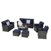 7-Piece Outdoor 9-Seater Cnversation Sofa Set with 2 Ottoman and Coffee Table - 2 of 4