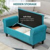 NicBex Velvet Storage Ottoman Bench with Button-Tufted Top,Upholstered Storage Ottoman with Rolled Armrest,Storage Bench for Living Room,Bedroom,Teal - 2 of 4