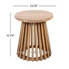 Outdoor End Side Coffee Table for Backyard, Round Table with Slatted Base Design, Sturdy Table with Acacia Wood Frame-Coolbibila - 3 of 4