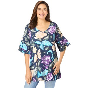 Woman Within Ruffled Elbow-Sleeve Tunic - 1 of 4