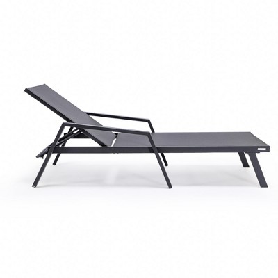 Black Aluminum Adjustable Patio Sling Chaise Lounge Chair