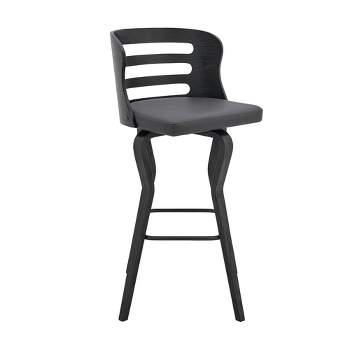 30" Verne Barstool with Faux Leather and Wood Finish - Armen Living