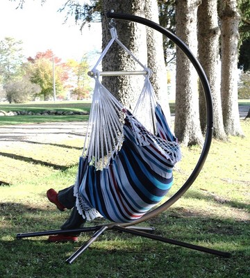 85" Black Powder-Coated Steel Hammock Chair Stand