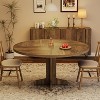 Round Dining Table for 4, 47 Inch Farmhouse Kitchen Table with Wood Tabletop and Stable Base, Circle Dinning Room Table(Only Table) - 3 of 4