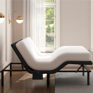 Yaheetech Upholstered Adjustable Bed Base with Independent Head & Foot Incline, Under-Bed LED Lights and USB Ports - 1 of 4
