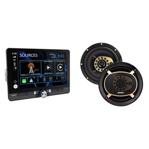 Jensen CAR813 8" Touch Screen Multimedia Receiver + 1 Pair JS65T 6.5" Speakers - 1 of 3