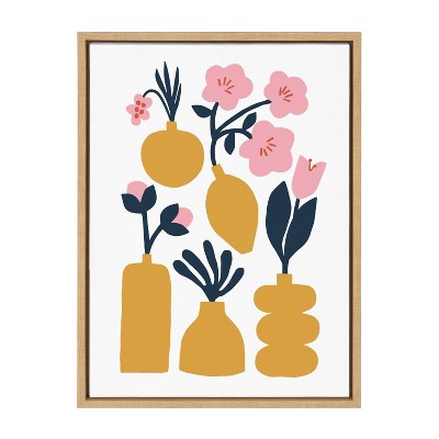 18" x 24" Sylvie Vases by Myriam Van Neste Framed Wall Canvas Natural - Kate & Laurel All Things Decor