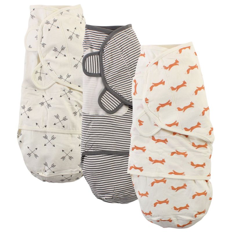 Touched by Nature Baby Boy Organic Cotton Swaddle Wraps, Fox, 0-3 Months, 1 of 3